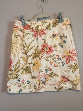 Talbots Cream Mini Skirt with Pink, Yellow and Blue Floral Print